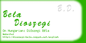 bela dioszegi business card